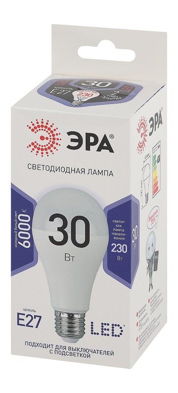 Лампочка светодиодная ЭРА STD LED A65-30W-860-E27 E27 / Е27 30Вт груша холодный дневной свет