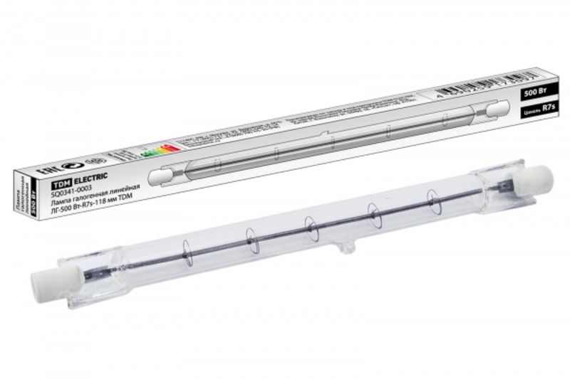 Лампа галогенная линейная ЛГ-500 Вт-R7s-118 мм TDM
