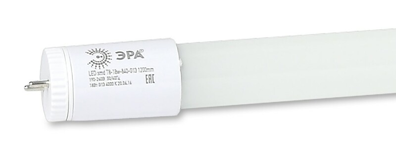Лампа светодиодная ЭРА STD LED T8-20W-865-G13-1200mm G13 поворотный 20Вт трубка стекло холодный днев