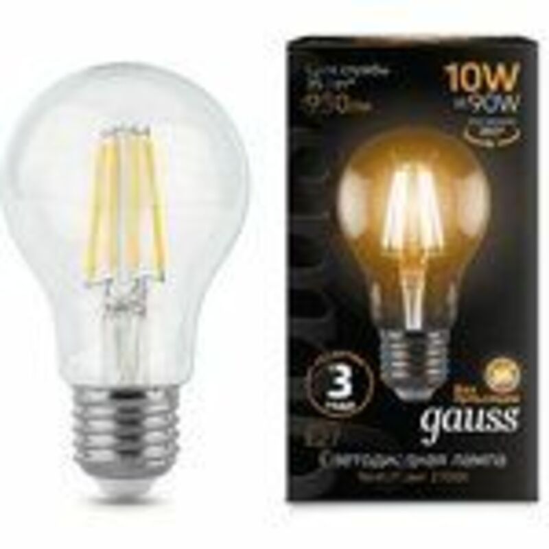 Gauss Лампа Filament А60 10W 930lm 2700К Е27 LED