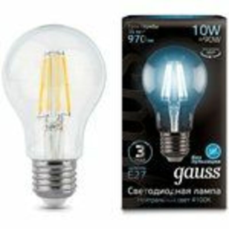 Gauss Лампа Filament А60 10W 970lm 4100К Е27 LED