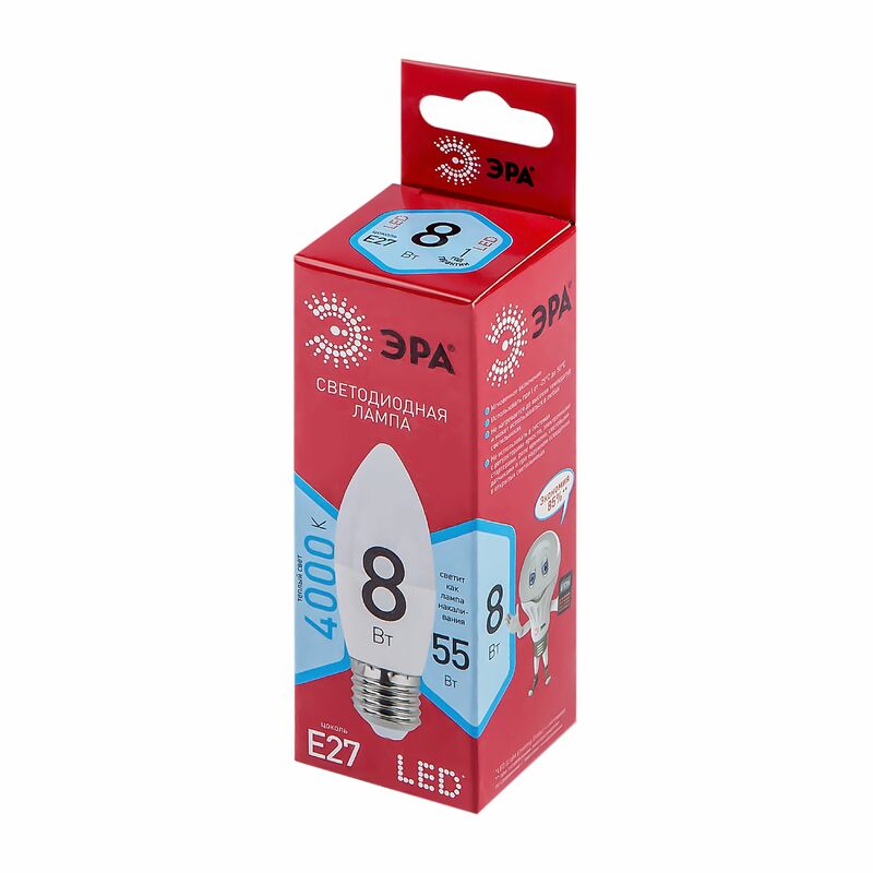 Лампочка светодиодная ЭРА RED LINE LED B35-8W-840-E27 R E27 / Е27 8 Вт свеча нейтральный белый свет