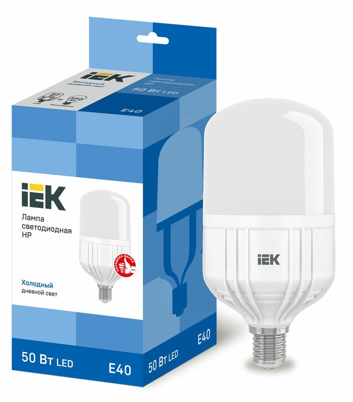 Лампа LED HP 50Вт 230В 6500К E40 IEK