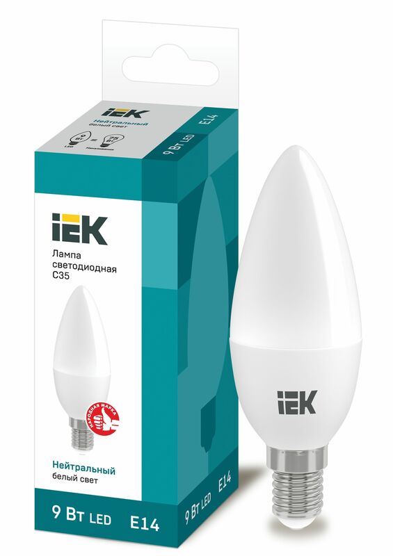 Лампа LED C35 свеча 9Вт 230В 4000К E14 IEK