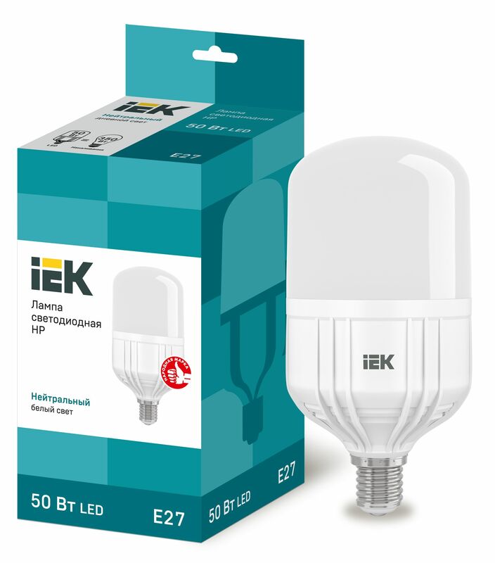 Лампа LED HP 50Вт 230В 4000К E27 IEK