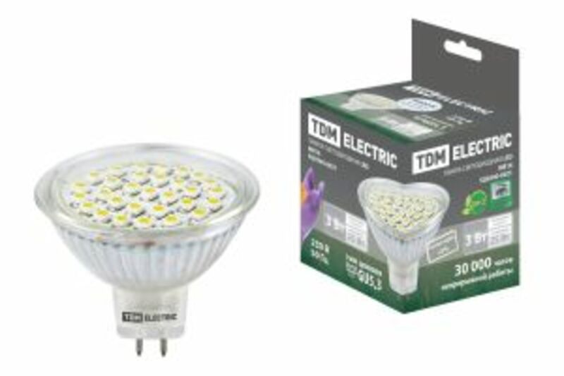 Лампа светодиодная MR16-3 Вт-220 В -4000 К–GU 5,3 SMD TDM