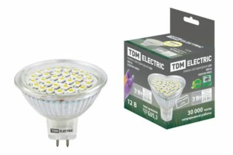 Лампа светодиодная PAR16-7 Вт-220 В -4000 К–GU 10 SMD (с матовым стеклом) TDM