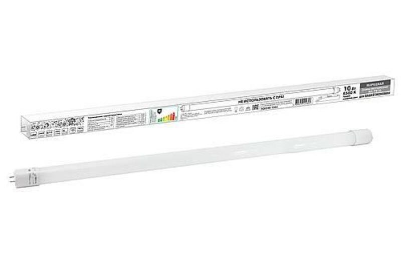 Лампа светодиодная НЛ-Т8-10 Вт-230 В-6500 К–G13, 600 мм, матовая, стекло, непов. Народная