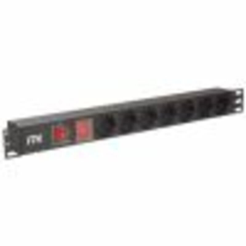 ITK PDU 7 розеток нем. ст, с LED выкл, 1U, без шнура, вх. С14