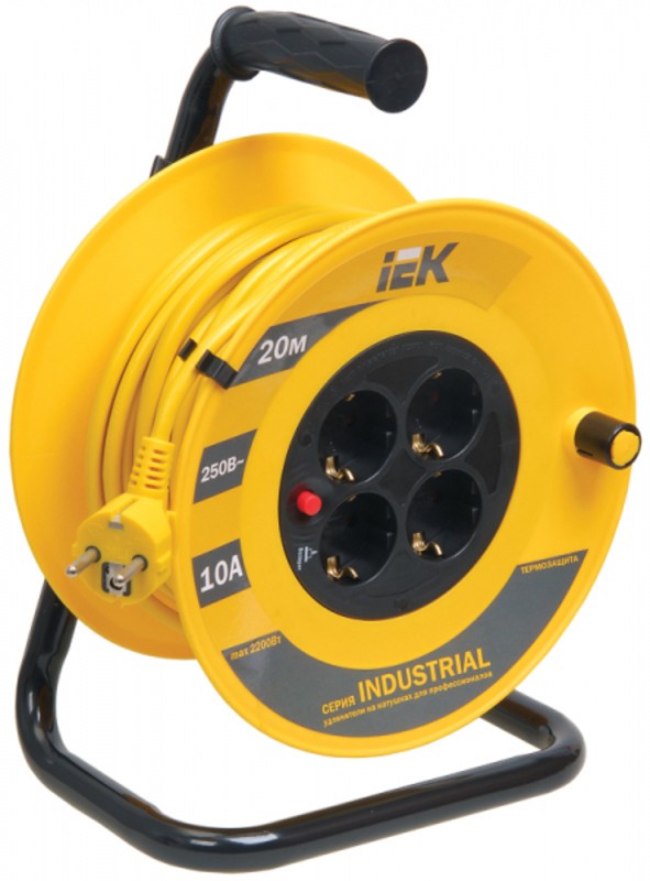 Катушка УК20 4 места 2P+PE/20м 3х1,0мм2 "Industrial" IEK