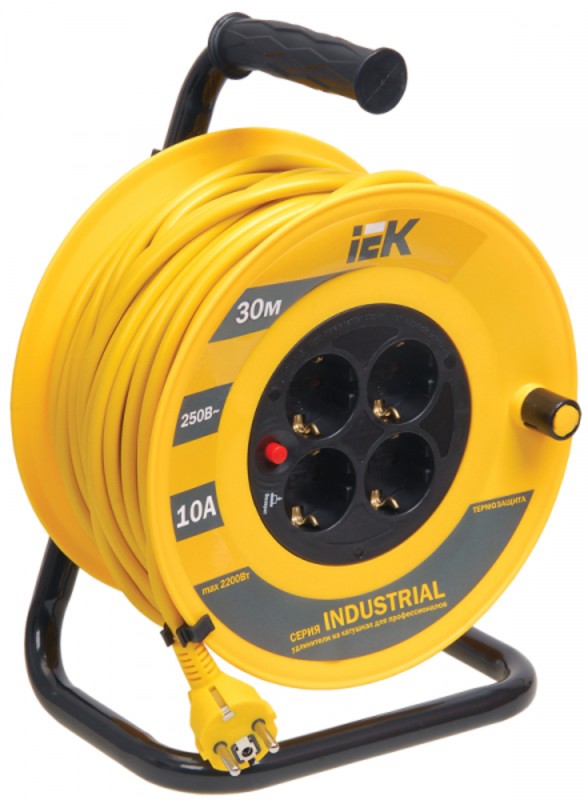 Катушка УК30 4 места 2P+PE/30м 3х1,0мм2 "Industrial" IEK