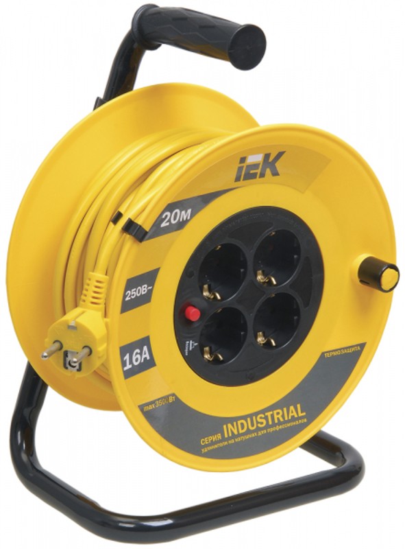 Катушка УК20 4 места 2P+PE/20м 3х1,5мм2 "Industrial" IEK