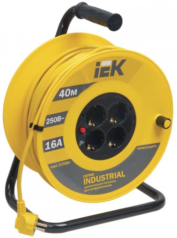 Катушка УК40 4 места 2P+PE/40м 3х1,5мм2 "Industrial" IEK