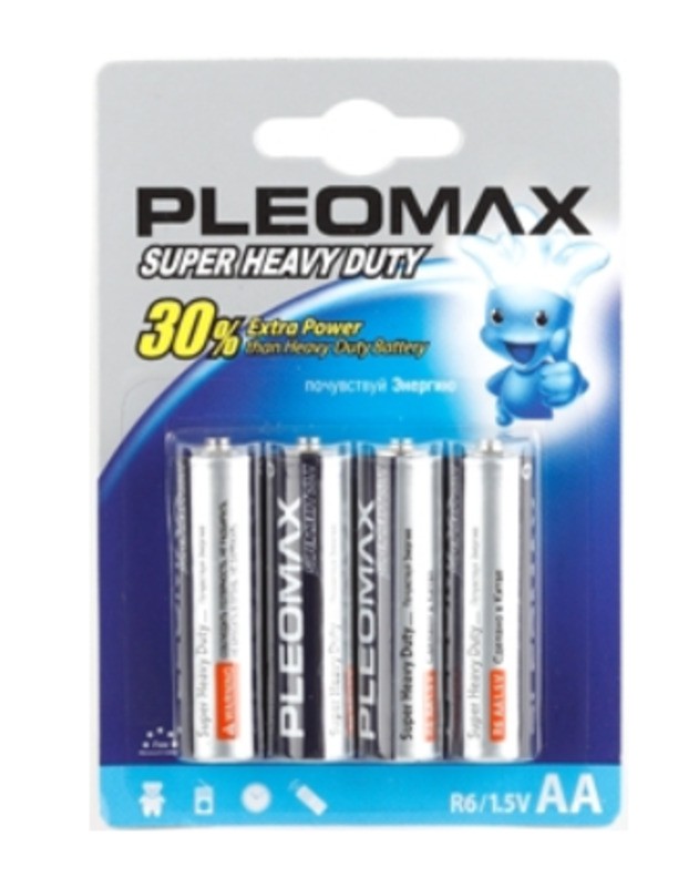 Батарейки Pleomax R6-4BL SUPER HEAVY DUTY Zinc (40/720/17280)