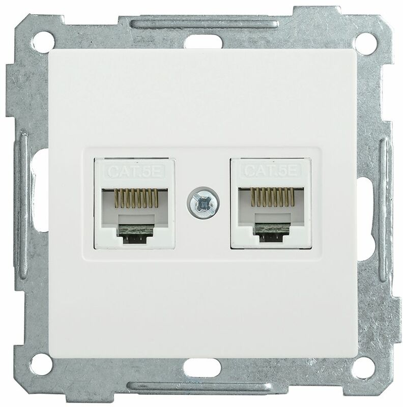 РК10-2-Б Розетка 2-ая комп. RJ45 Cat5e BOLERO белый IEK