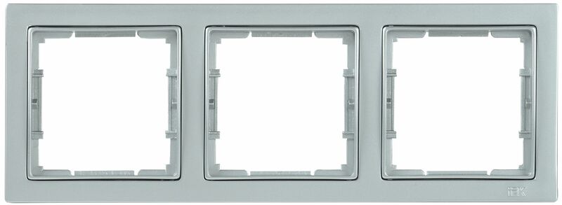 РУ-3-БС Рамка 3 мест. квадратная BOLERO Q1 серебряный IEK