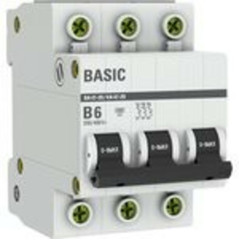 Выключатель автоматический модульный 3п B 6А 4.5кА ВА 47-29 Basic EKF mcb4729-3-06-B