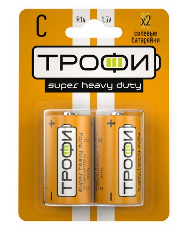 Батарейки Трофи R14-2BL SUPER HAEVY DUTY Zinc (12/96/7680)
