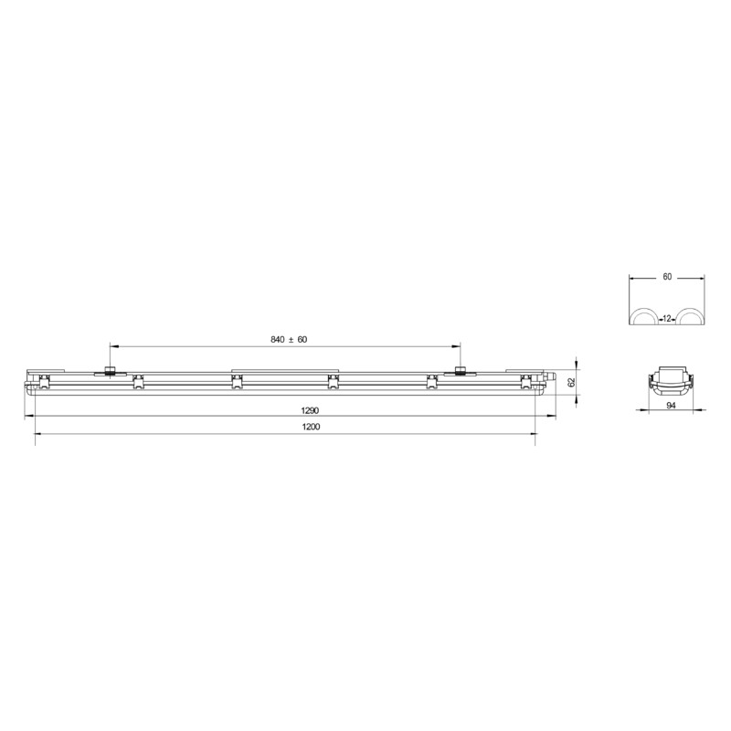 Светильник ЭРА SPP-102-0-002-120 под 2 светодиодные лампы T8 G13 2x1276 c рассеивателем из поликарбо