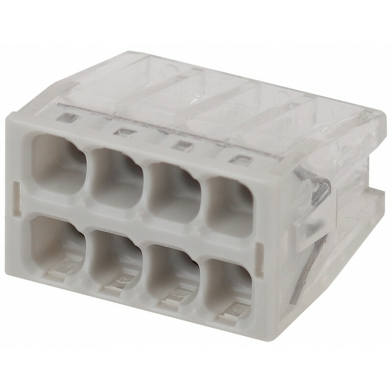 NO-224-27 Клемма ЭРА компактная серия 208 8 отверстий 0.5-2.5 мм2 упаковка 50 шт.