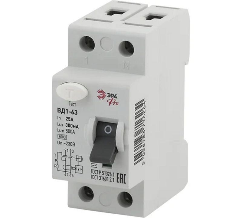УЗО ЭРА PRO NO-902-49 ВД1-63 2P 25А 300мА