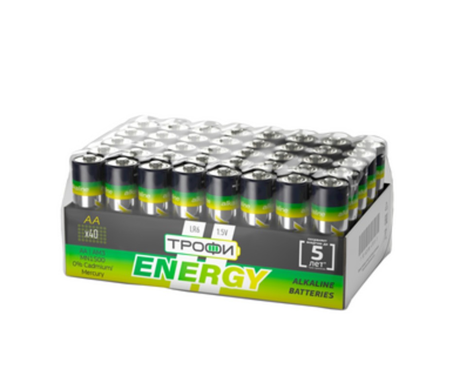 Батарейки Трофи LR6-40 bulk ENERGY Alkaline (40/720/17280)