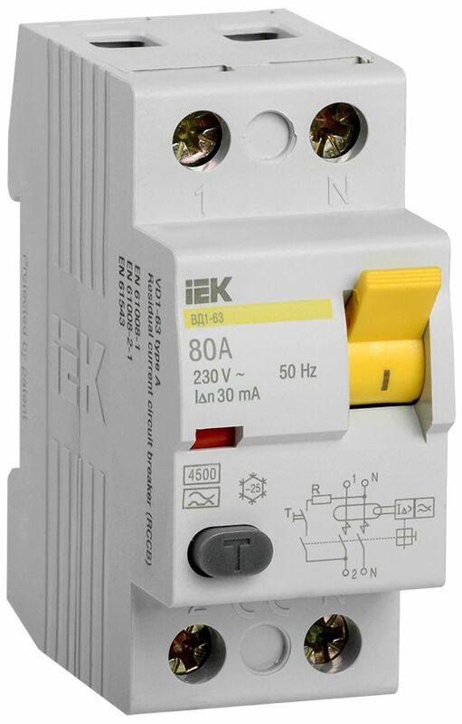 УЗО ВД1-63 2Р 80А 30мА IEK
