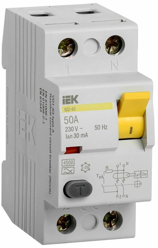 УЗО ВД1-63 2Р 50А 30мА тип А IEK