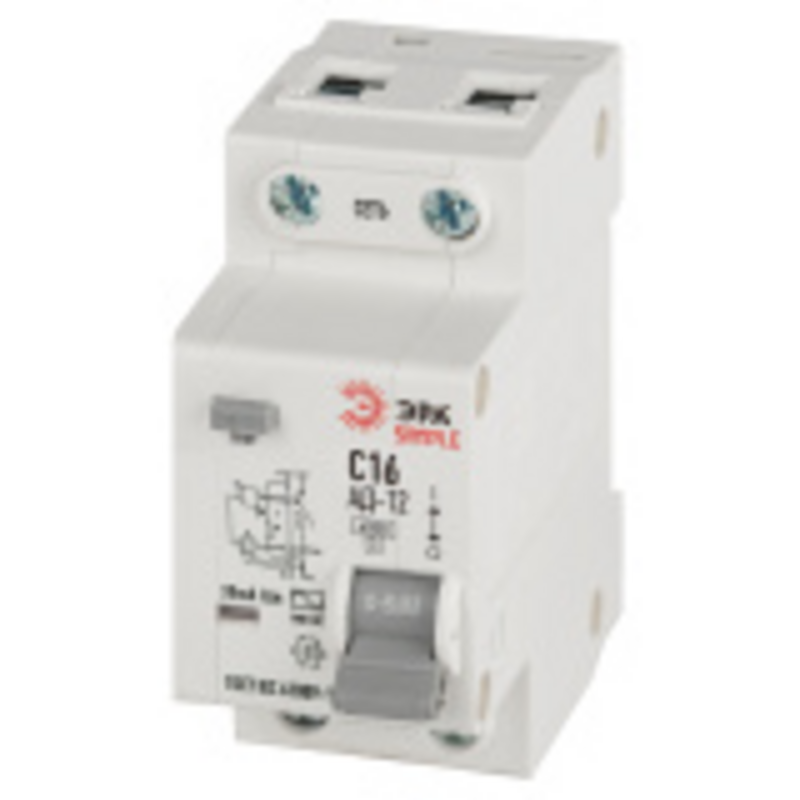 D12E2C16AC30 АВДТ 4,5кА ЭРА SIMPLE D12E2C16AC30 АД-12 электронное 1P+N С16 30мА тип АС