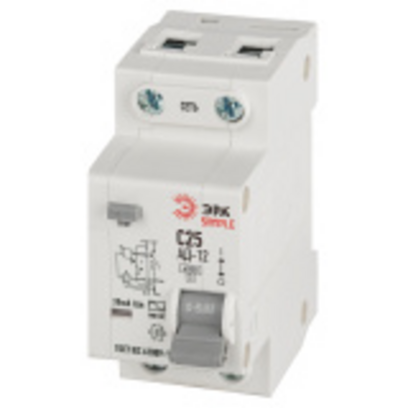 D12E2C25AC30 АВДТ 4,5кА ЭРА SIMPLE D12E2C25AC30 АД-12 электронное 1P+N С25 30мА тип АС