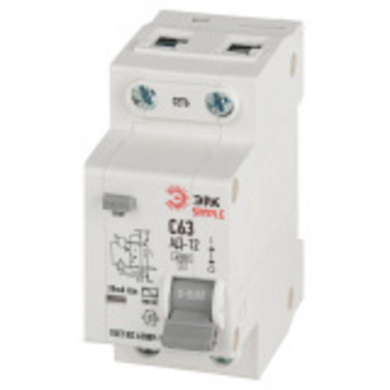 D12E2C63AC30 АВДТ 4,5кА ЭРА SIMPLE D12E2C63AC30 АД-12 электронное 1P+N С63 30мА тип АС
