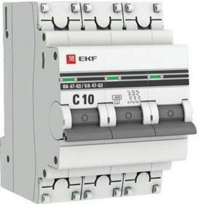 Выключатель автоматический модульный 3п C 10А 4.5кА ВА 47-63 PROxima EKF