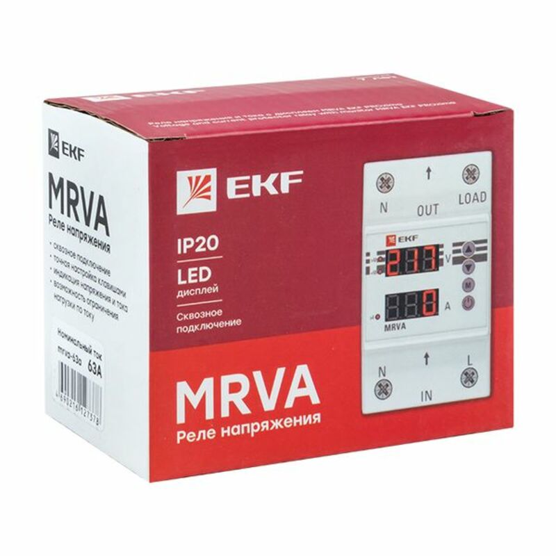 Реле напряжения и тока с дисплеем MRVA 63А PROxima EKF