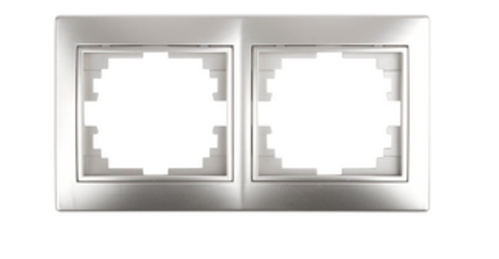Рамка для розеток и выключателей Intro Plano 1-502-03 на 2 поста горизонтальная, СУ, алюминий