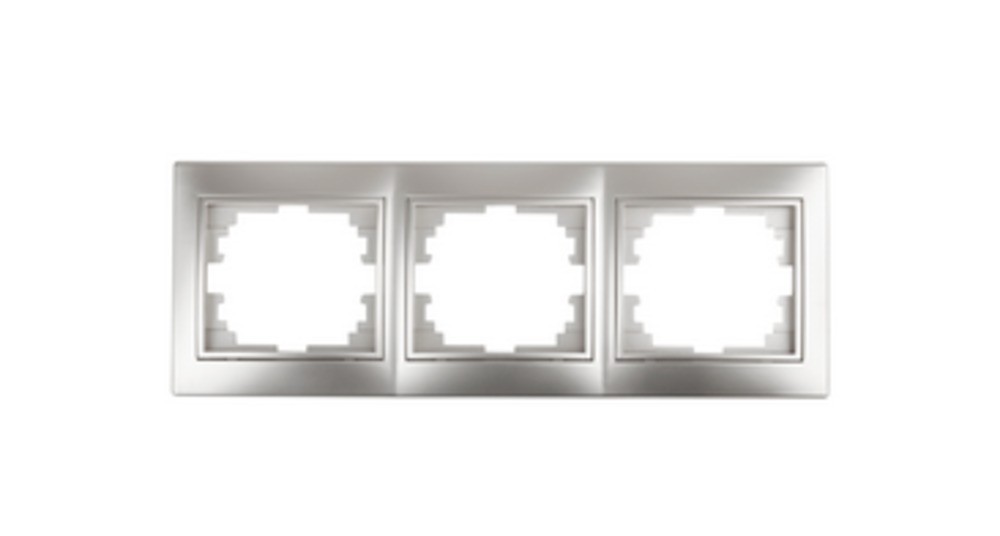 Рамка для розеток и выключателей Intro Plano 1-503-03 на 3 поста горизонтальная, СУ, алюминий