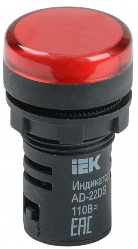 Лампа AD22DS(LED)матрица d22мм красный 24В AC/DC IEK