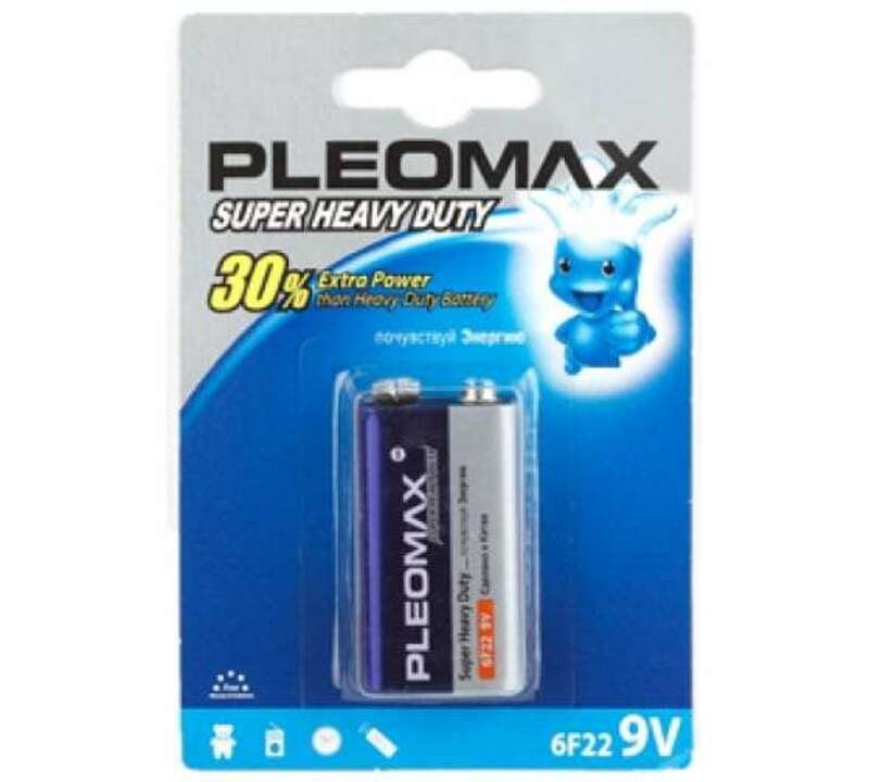 Батарейки Pleomax 6F22-1BL SUPER HEAVY DUTY Zinc (10/200/6000)