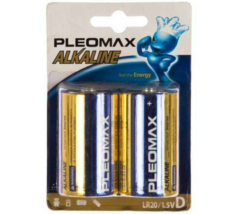 Батарейки Pleomax LR20-2BL Alkaline (20/80/2880)