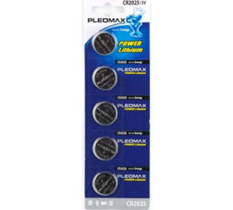 Батарейки Pleomax CR2025-5BL Lithium (100/2000/66000)