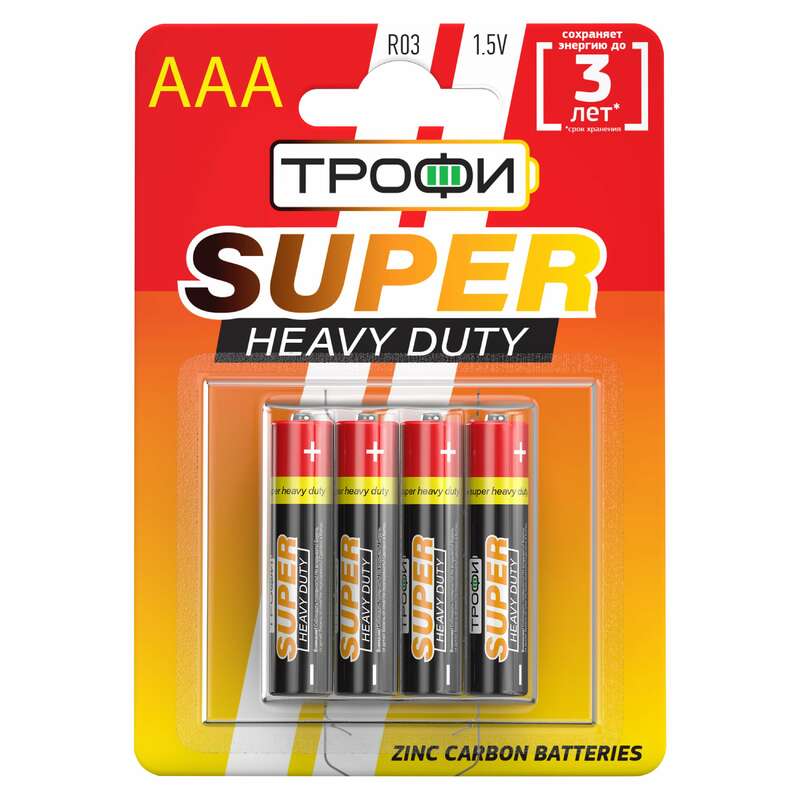 Батарейки Трофи R03-4BL SUPER HEAVY DUTY Zinc (40/960/46080)