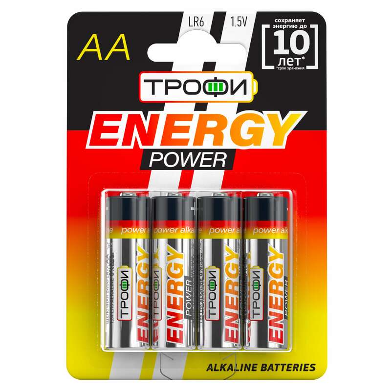 Батарейки Трофи LR6-4BL ENERGY POWER Alkaline (40/640/20480)