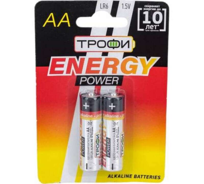 Батарейки Трофи LR6-2BL ENERGY POWER Alkaline (40/320/15360)