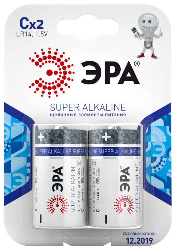 Батарейки ЭРА LR14-2BL SUPER Alkaline (12/96/5280)