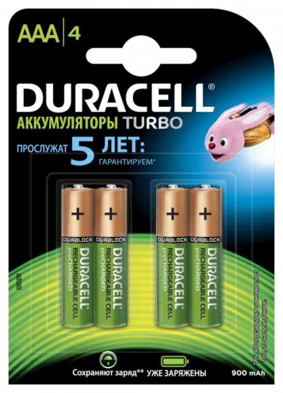 Duracell HR03-4BL 850mAh/900mAh предзаряженные (4/40/15000)