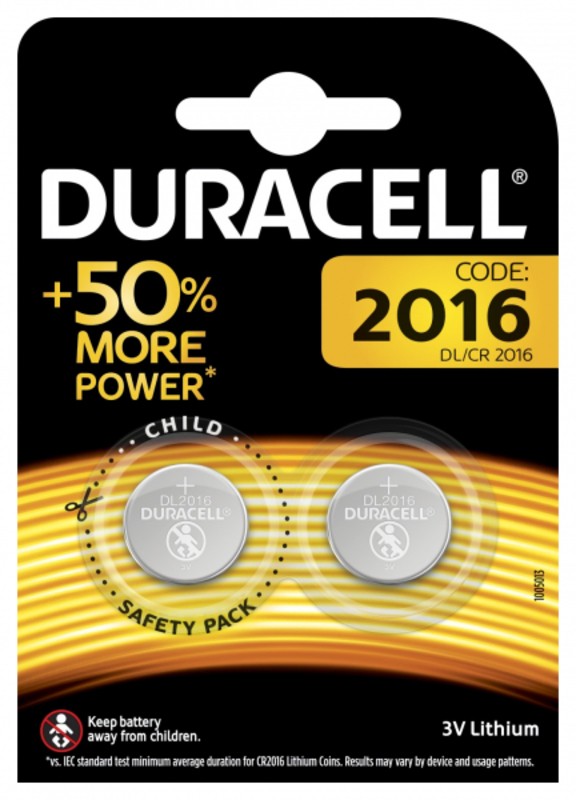 Батарейки Duracell литиевые CR2016-2BL (20/200/29400)