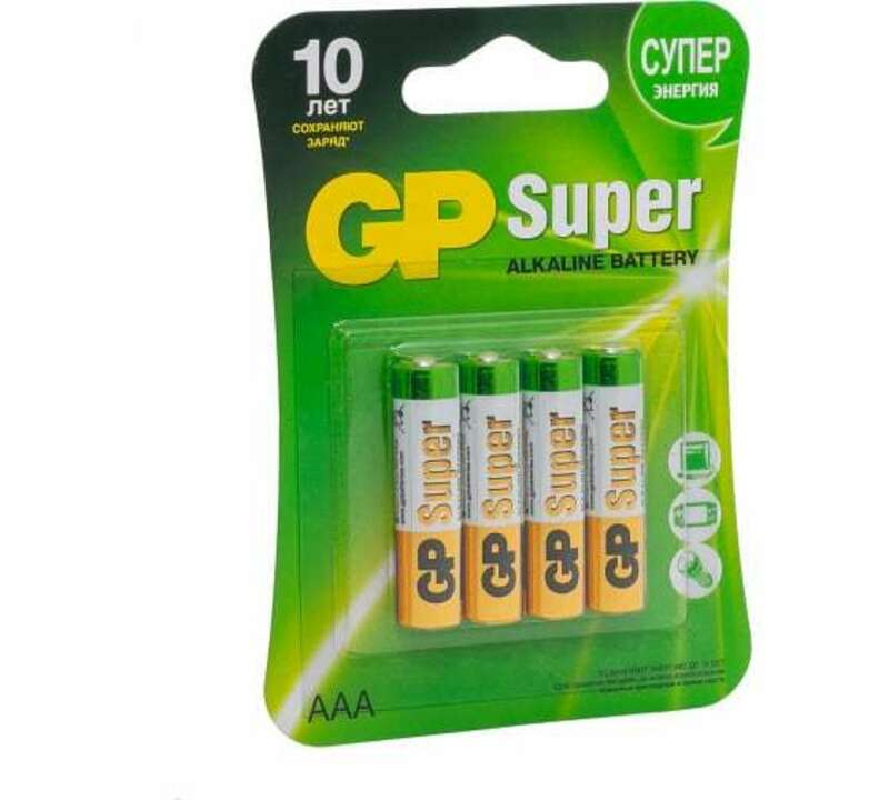 Алкалиновые батарейки GP Super Alkaline 24А ААA - 4 шт. на блистере