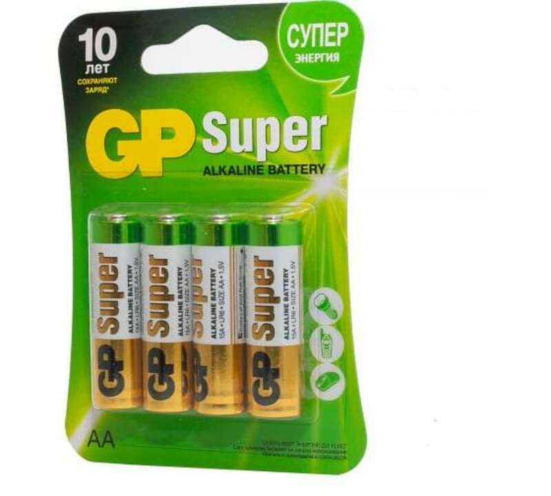 Алкалиновые батарейки GP Super Alkaline 15А АA - 4 шт. на блистере