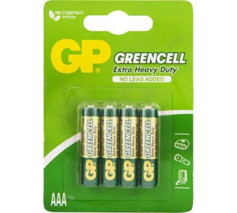 Солевые батарейки  GP GreenCell 24G AAA - 4 шт. в блистре