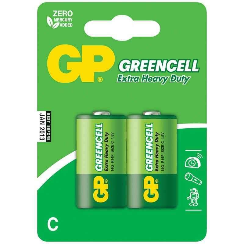 Солевые батарейки  GP GreenCell 14G типоразмера C - 2 шт. в блистере