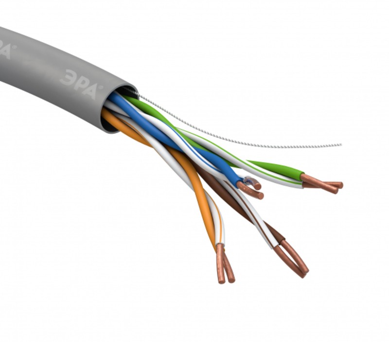 Кабель витая пара ЭРА SIMPLE U/UTP 4x2x24AWG Cat5e CU PVC (уп.305м)